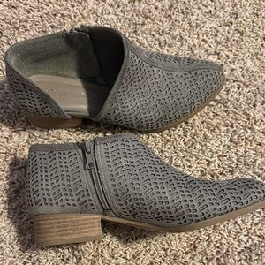 Cityclassified Perforated Gray Ankle Booties